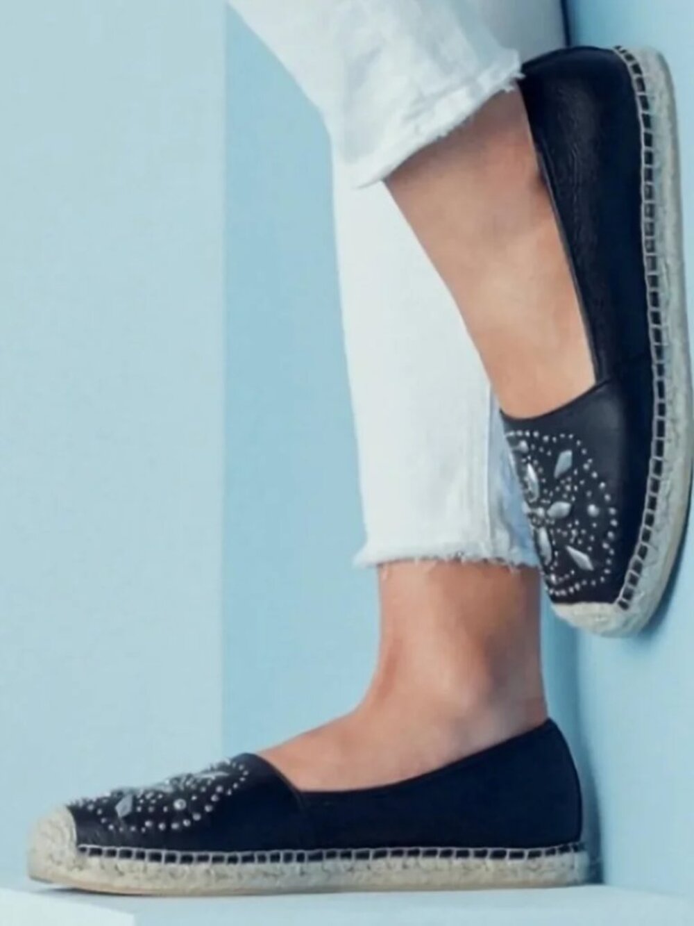 Women Brighton Jett studded leather espadrilles - sz 8